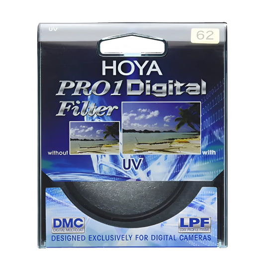 Black multi-coated UV mirror camera lens filter with visible bayonet threads in various size options