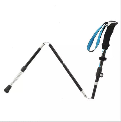 Adjustable folding telescopic trekking pole in black yellow and black blue