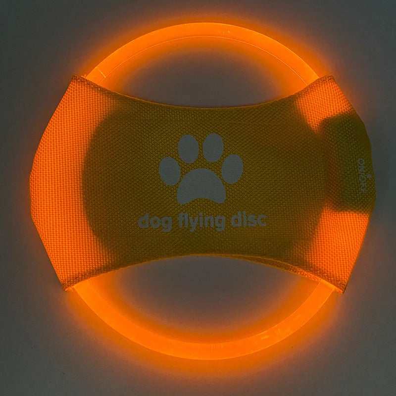 LED glowing dog flying disc in various colors, perfect for night-time play