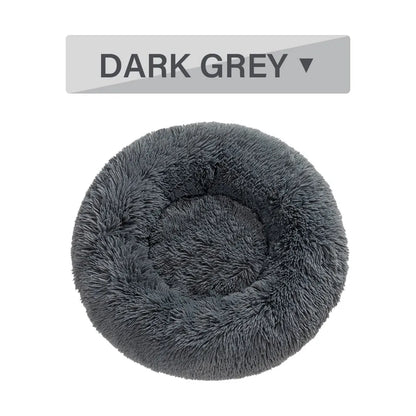 XXL fluffy donut dog bed in luxury long plush with 100cm diameter for large pets