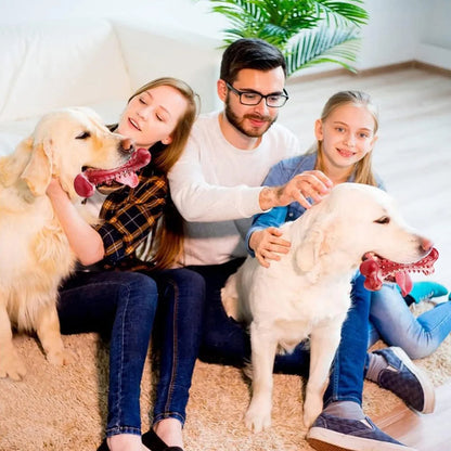 Natural rubber dog chew toy for aggressive chewers with chew bone design