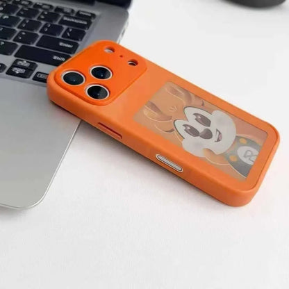 E-Ink screen phone case for iPhone 17 series in black, white, gray or orange, made of TPU and PC.