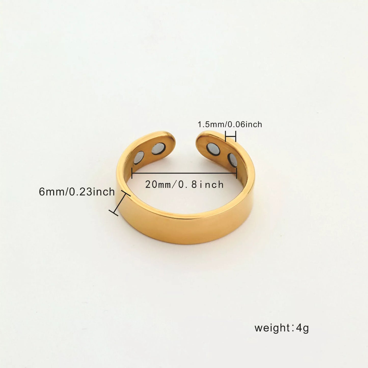 Stainless steel anti-snoring ring with magnetic therapy for men