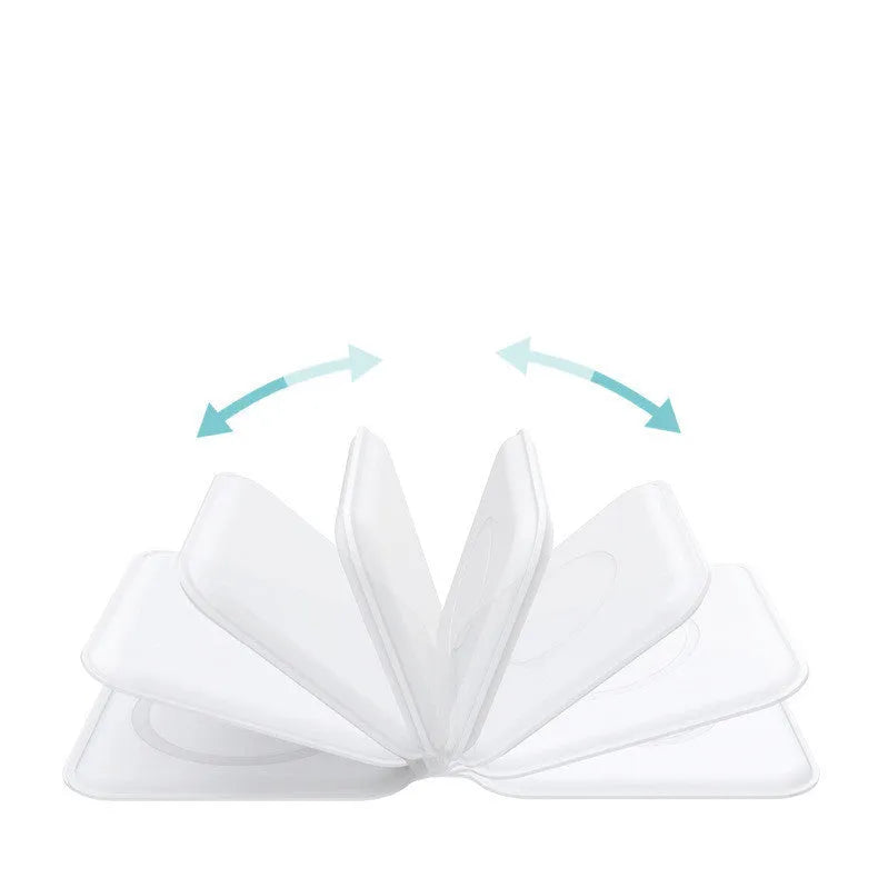 White foldable magnetic wireless charger showing dual charging surfaces and 180° folding mechanism