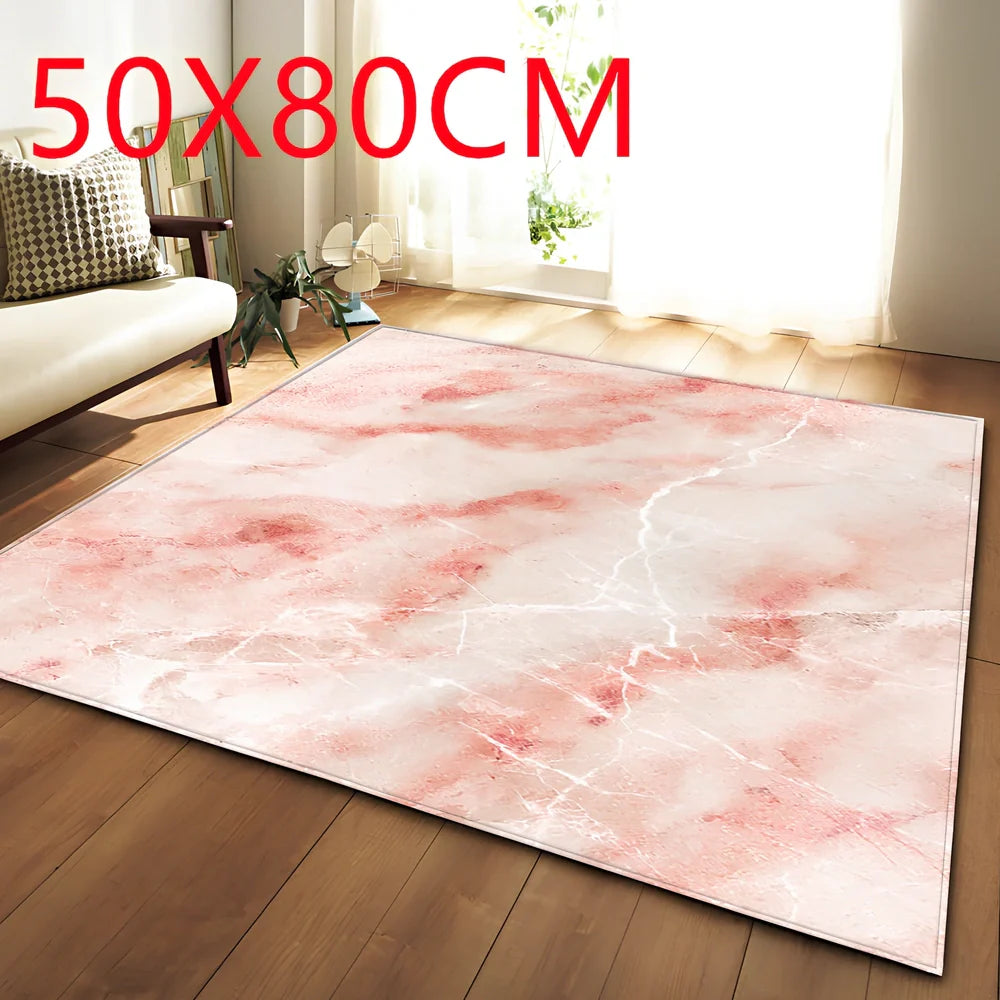 Rectangular polyester fibre carpet with marble pattern in 121.9x160cm and 50x80cm sizes