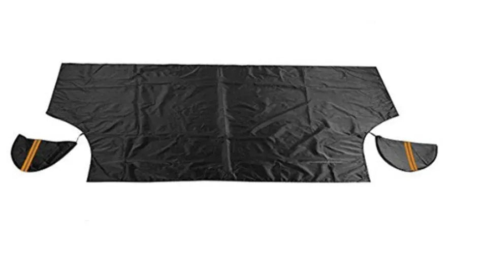 Car windshield snow cover 210x120cm black and silver waterproof polyester taffeta with reflective warning bar and four magnets
