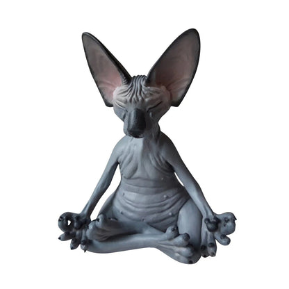 Handcrafted resin Sphinx cat in yoga pose decoration