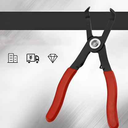 Red carbon steel round nail removal pliers with PVC handles, jaws open.
