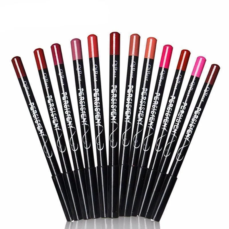 12-piece lip liner pencil set in 12 colours for lips, eyes and brows, waterproof multi-functional makeup pencils