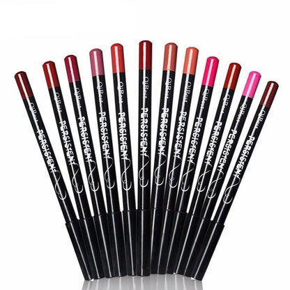 12-piece lip liner pencil set in 12 colours for lips, eyes and brows, waterproof multi-functional makeup pencils