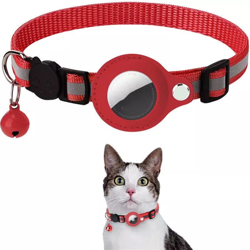 Waterproof reflective nylon collar holder for AirTag, available in multiple colors