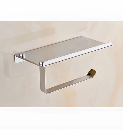 304 stainless steel bathroom organiser with phone holder, towel rack and toilet paper holder