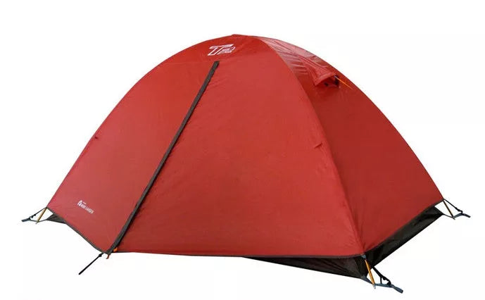 Double aluminum pole rainproof canopy camping climbing tent in green, blue, or orange