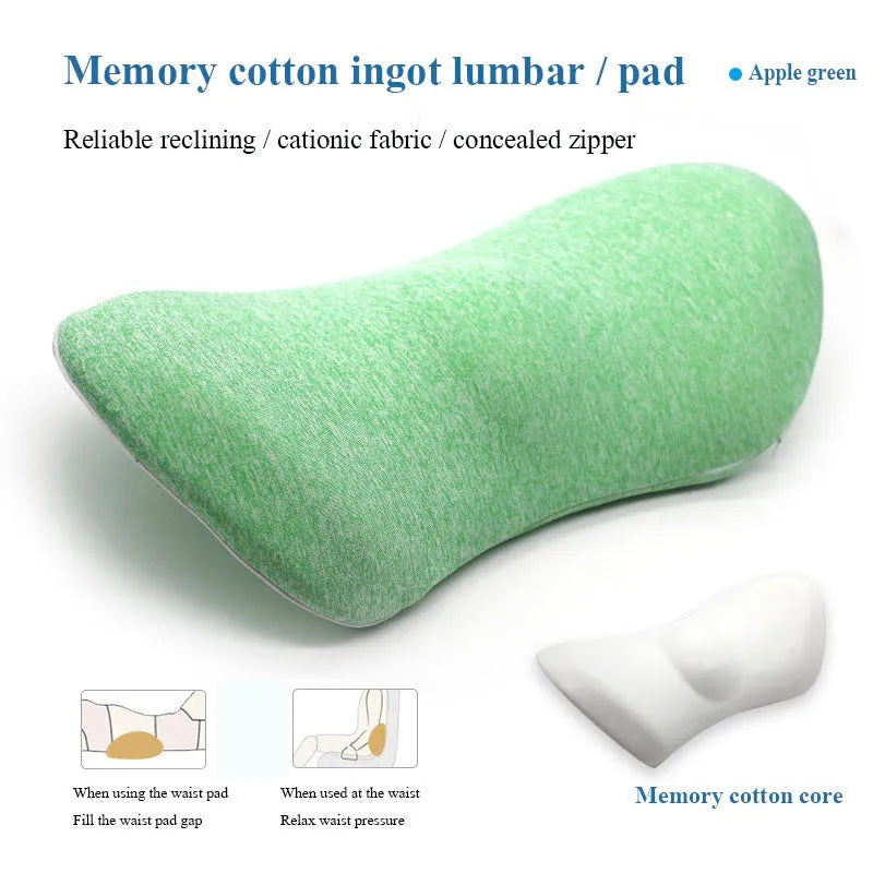 Ergonomic lumbar support pillow with grey 4D mesh fabric cover and memory foam core