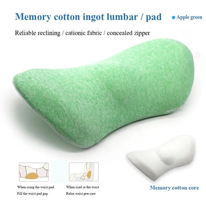 Ergonomic lumbar support pillow with grey 4D mesh fabric cover and memory foam core