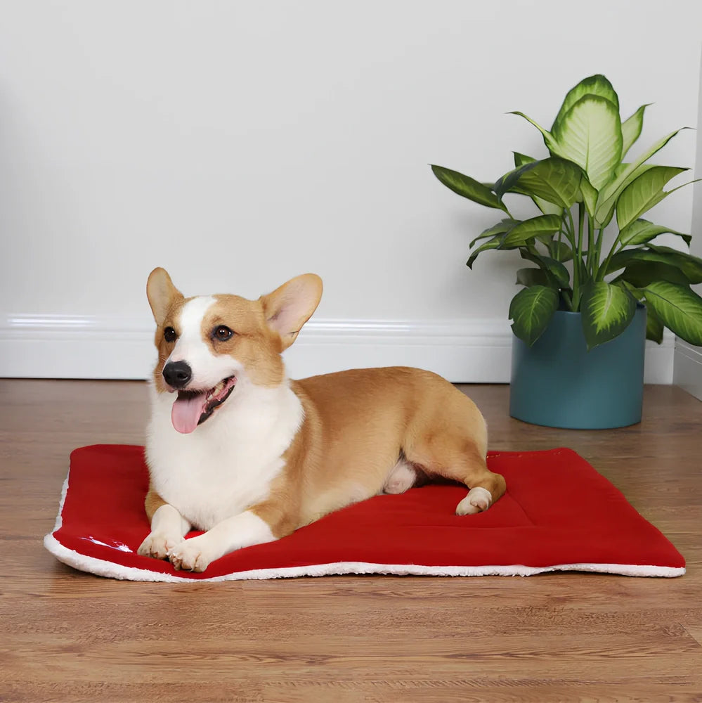 Red Christmas pet mat with super soft cloth material for dogs and cats in four sizes
