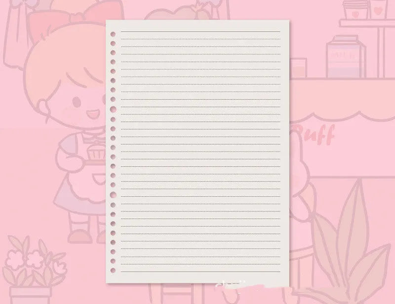 Refillable notebook with detachable decorative cover and replaceable paper core in B5 size