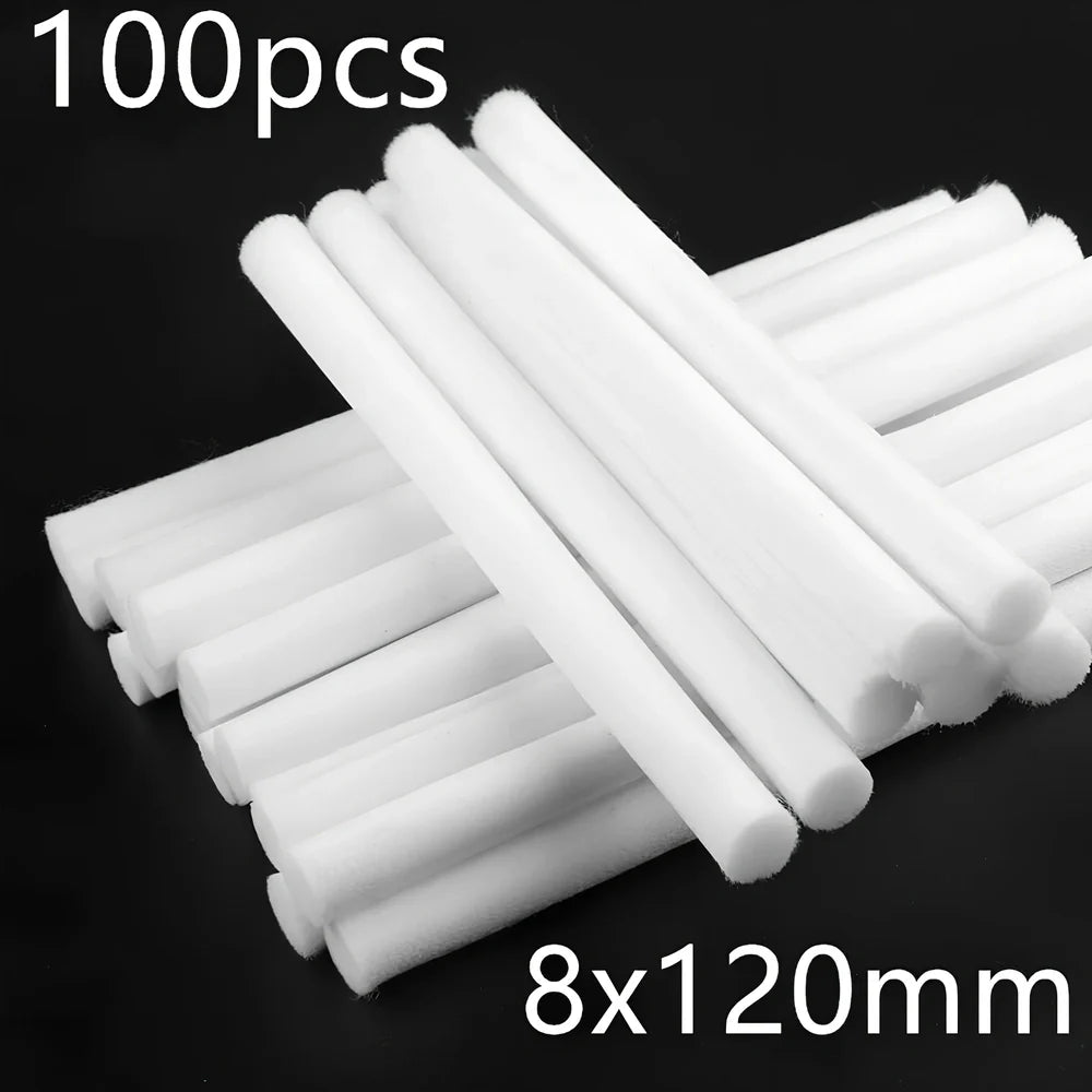 Pack of 7.5x125mm acetate fibre cotton swabs for humidifier wicks, trimmable length for stable fog output