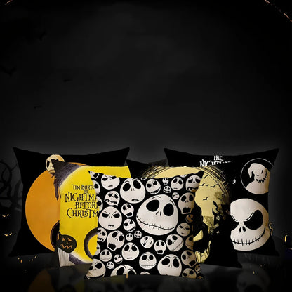 45x45cm linen pillow cover with skull pattern for Halloween decorations
