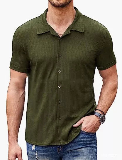 Men's casual cotton blend polo shirt with button collar in various colors