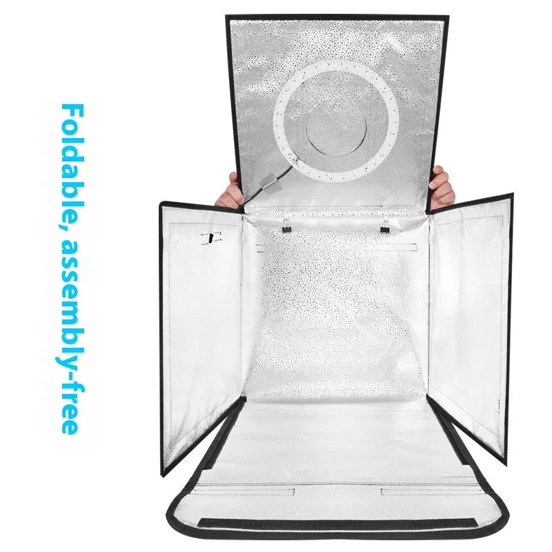 50cm studio light box with metal frame and three-colour temperature light board for product photography