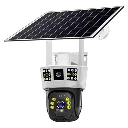Solar binocular three-screen surveillance camera for outdoor security monitoring
