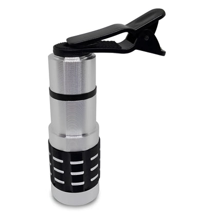 12x telescopic smartphone lens with universal collar clip for outdoor filming and distance photography