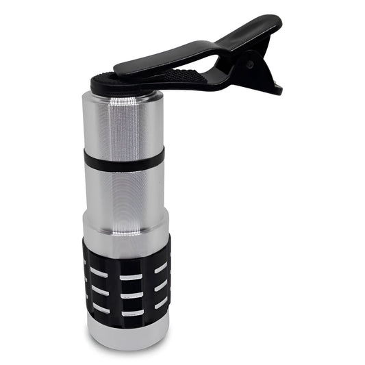 12x telescopic smartphone lens with universal collar clip for outdoor filming and distance photography