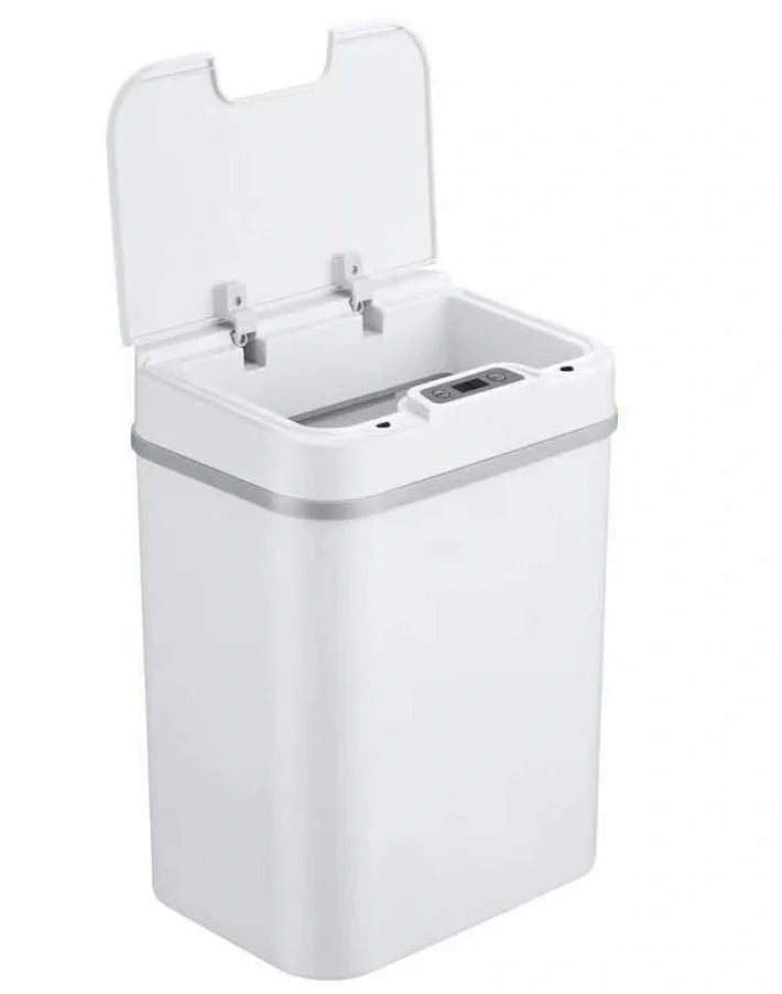 Infrared sensor smart trash can in Black, White, and LJT-02 colors with 12L capacity