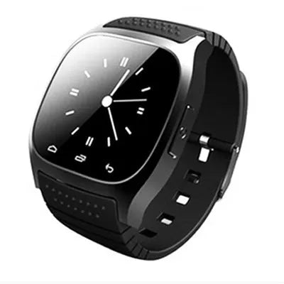 Black Bluetooth sports watch compatible with Apple iPhone and Android phones with waterproof design