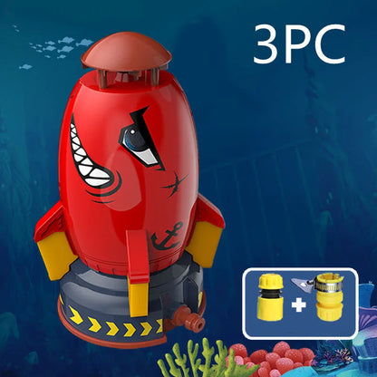 Outdoor water pressure rocket launcher toy for children's garden play with plastic construction