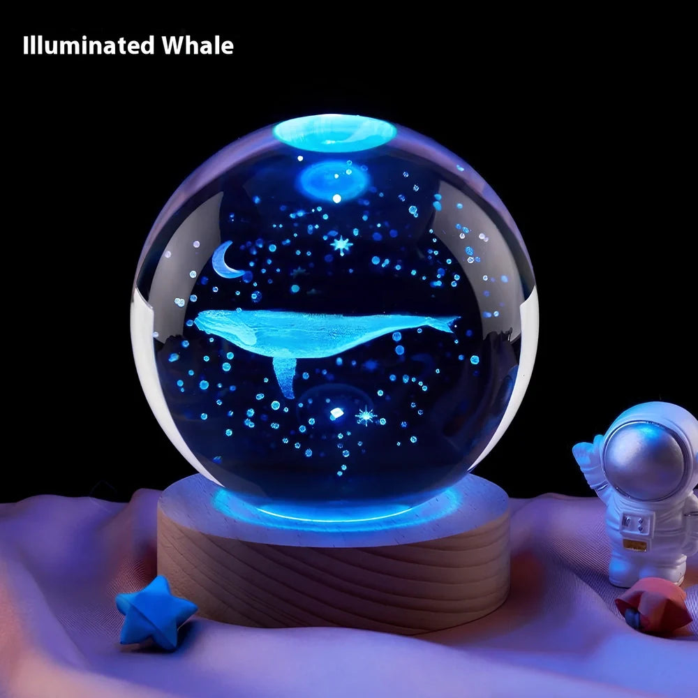 Moon small night lamp with crystal ball and USB base in celestial design theme