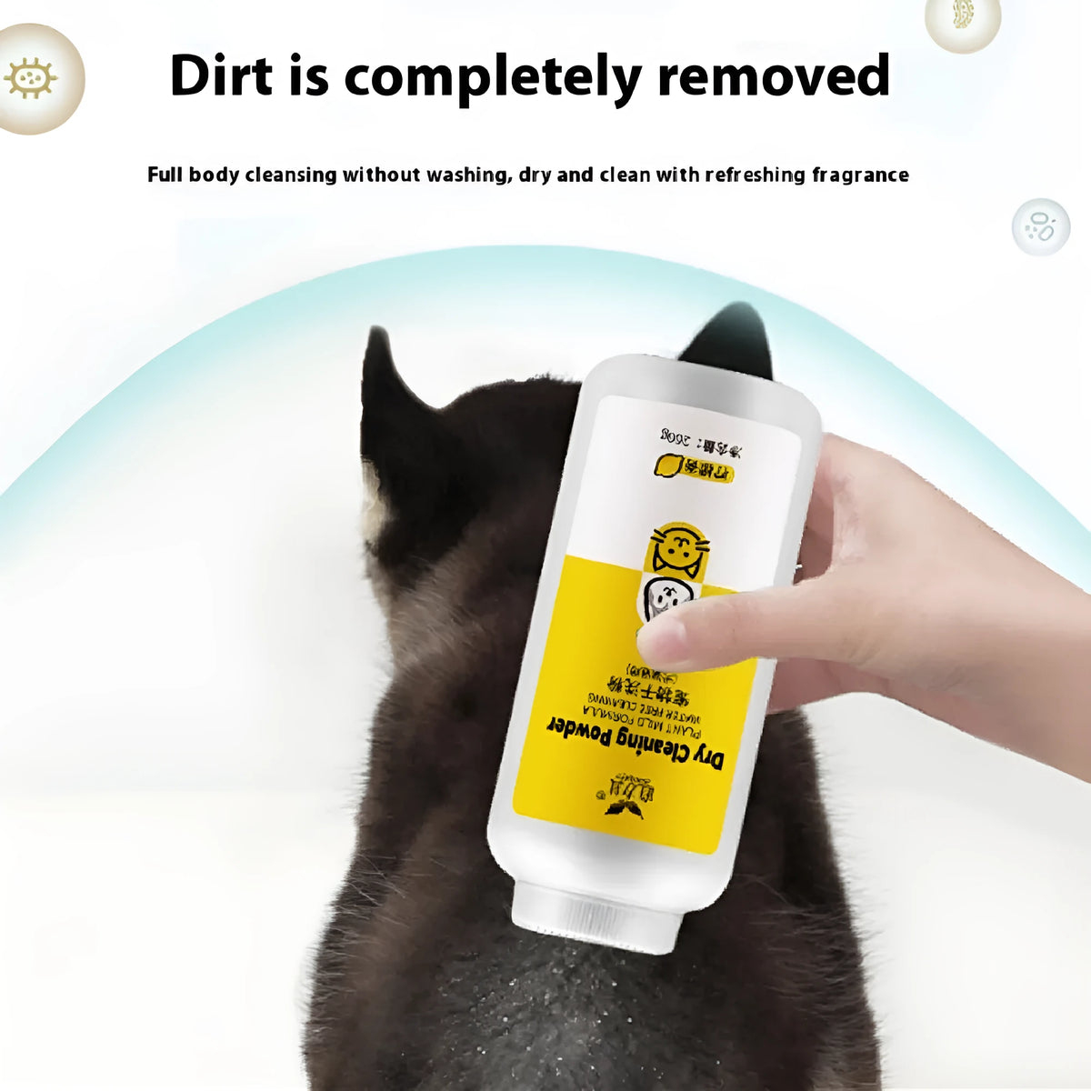 Pet eye dirt dry cleaning powder 260g in lemon rose mint scents with non-woven fabric