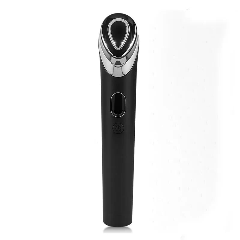 Black eye massager device for facial red and blue light therapy with 7 colour vibration settings.