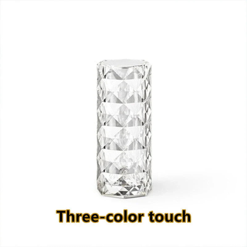 Elegant crystal desk lamp with adjustable LED lighting and touch-sensitive controls for a customizable, soothing ambiance