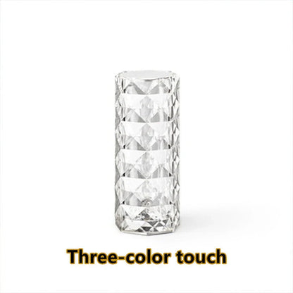 Elegant crystal desk lamp with adjustable LED lighting and touch-sensitive controls for a customizable, soothing ambiance