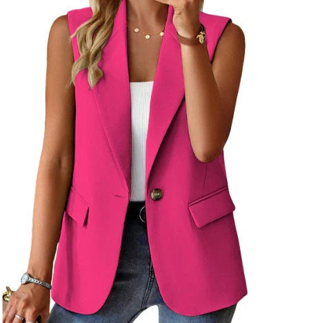 Women's loose fit sleeveless suit vest in various colors