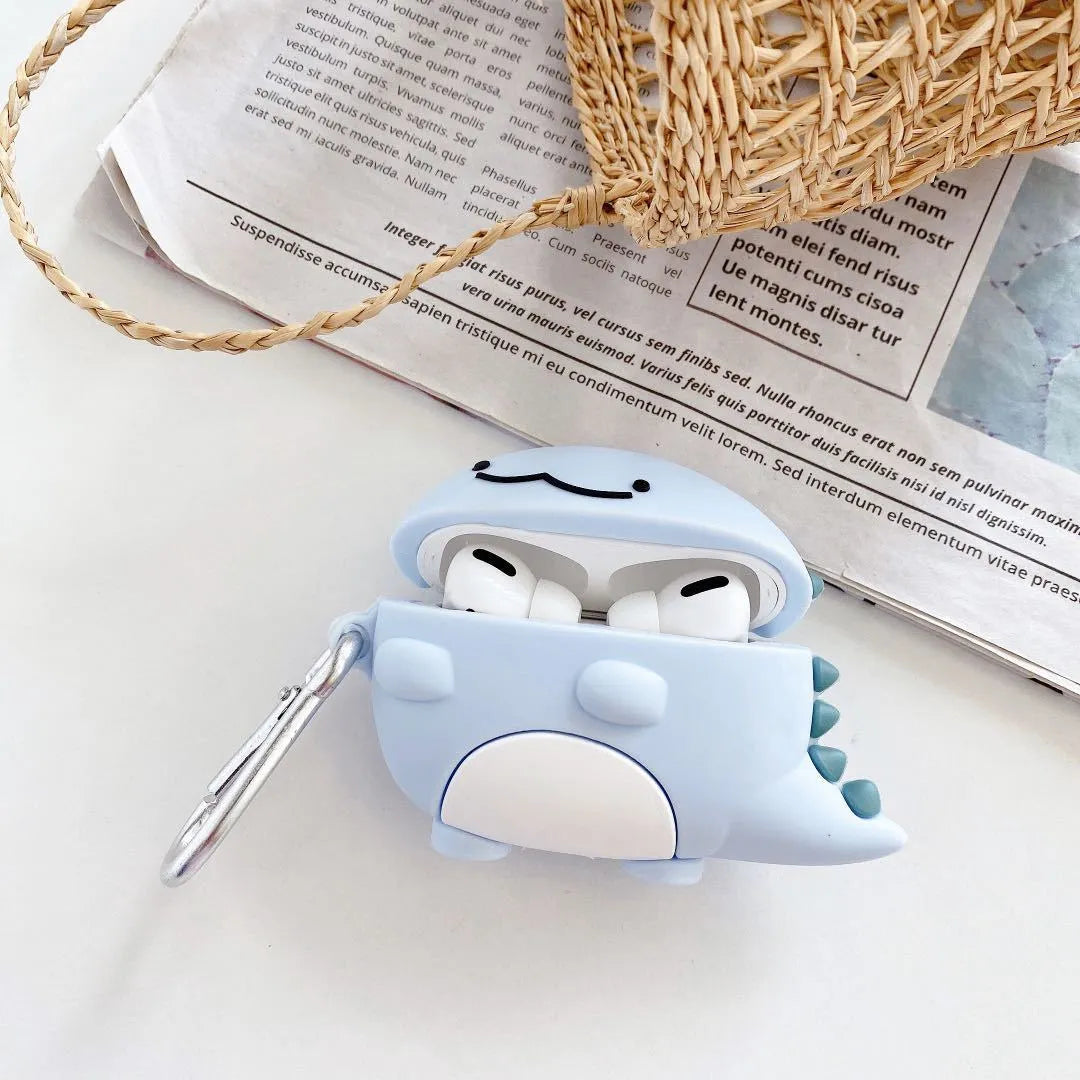 Blue silicone case for Apple AirPods featuring a cute baby dragon design.