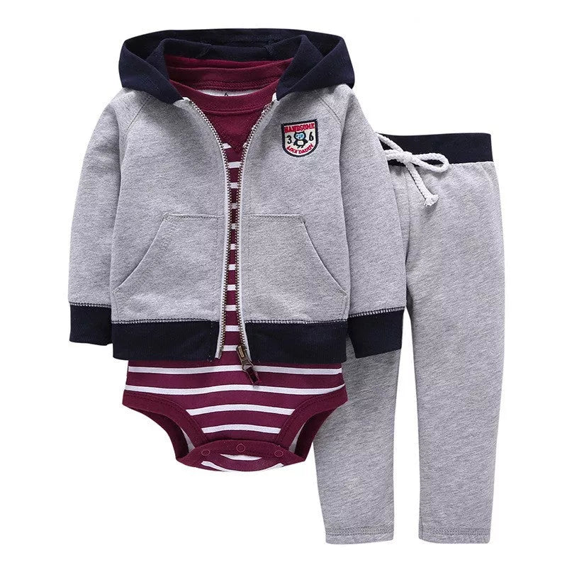 Infant cotton long sleeve hoodie with zipper closure in various colors