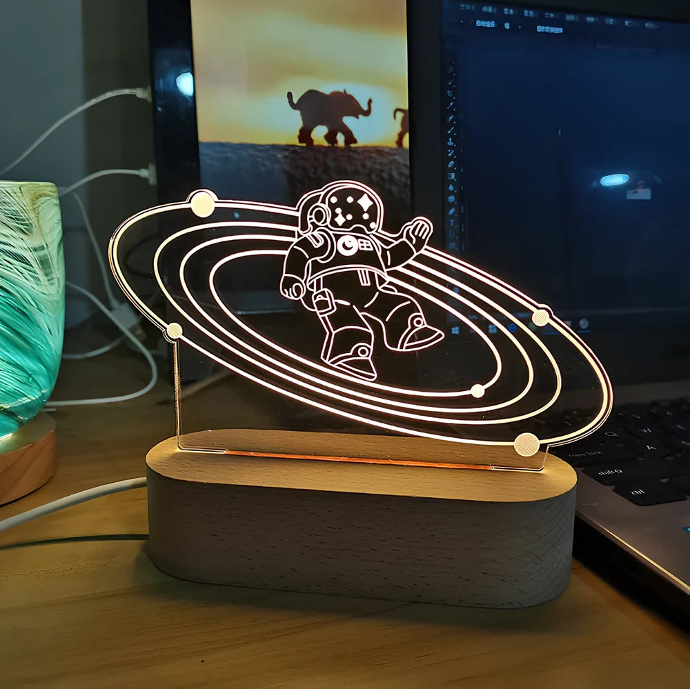 Custom Spotify Note Night Light with wood base, acrylic panel, and USB cable for personalised home decor