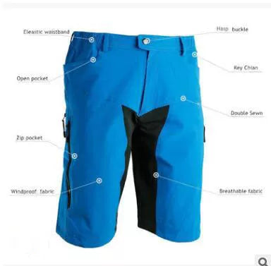 Outdoor Cycling Outwear Shorts in blue and black, sizes M to XXL