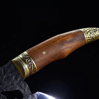 Premium forged meat cleaver with a thick, sharp manganese steel blade and a beautiful rosewood handle