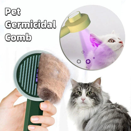 Smart Pet Grooming Brush with floating brush head and sterilizing function for cats and dogs