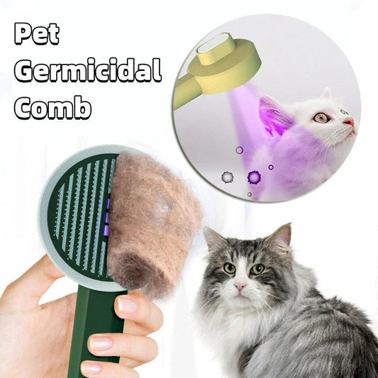 Smart Pet Grooming Brush with floating brush head and sterilizing function for cats and dogs
