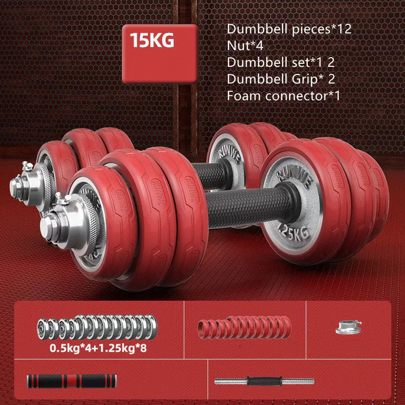 Men's Electroplating Pure Iron Barbell Set with multiple weight options and protective covers