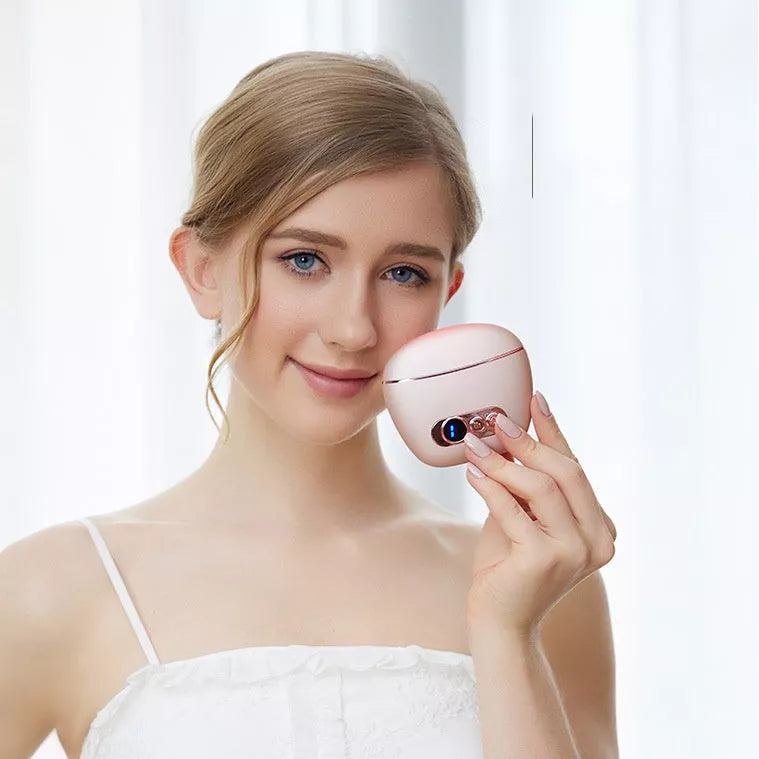 Smart Meridian Brush Face Shaving Beauty Massager in ivory white, pink, or dark green with constant temperature heat