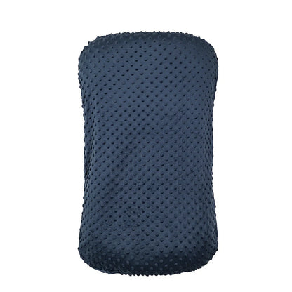 Portable crib with interchangeable fabric cover showing 75x45cm dimensions and multiple colour options