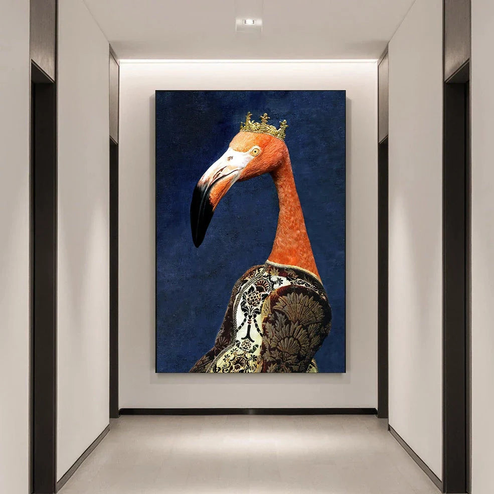 Black wildlife theme canvas poster print with white border for framing in multiple size options