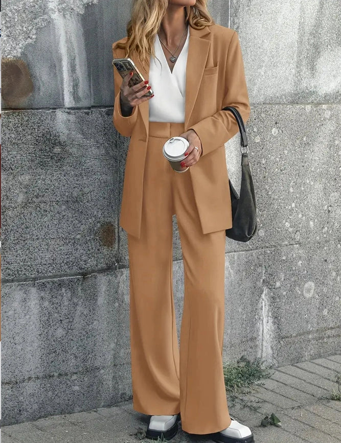 Stylish women's casual solid color suit set in various colors