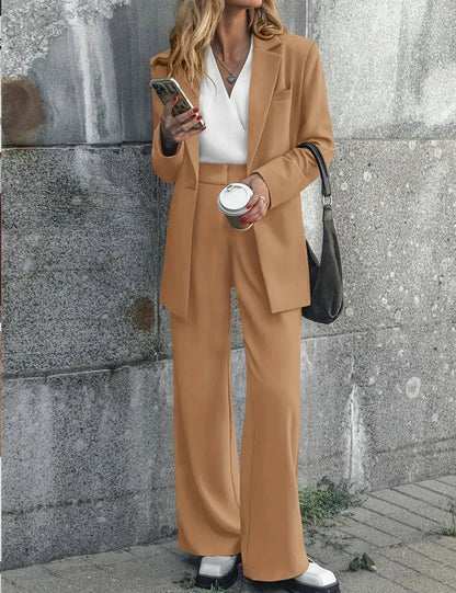 Stylish women's casual solid color suit set in various colors